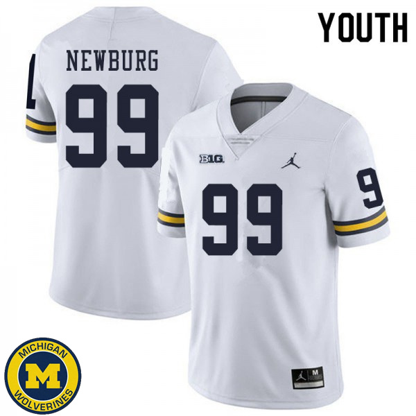 Youth Michigan Wolverines #99 Gabe Newburg White Player Jersey